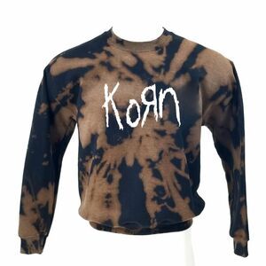 KORN Rock Band Acid Washed, Distressed Pullover Crewneck, Sweatshirt - y2k rap
